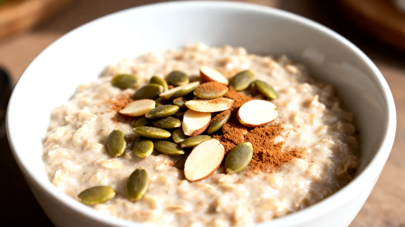 Porridge di avena con semi di zucca, mandorle e cannella"