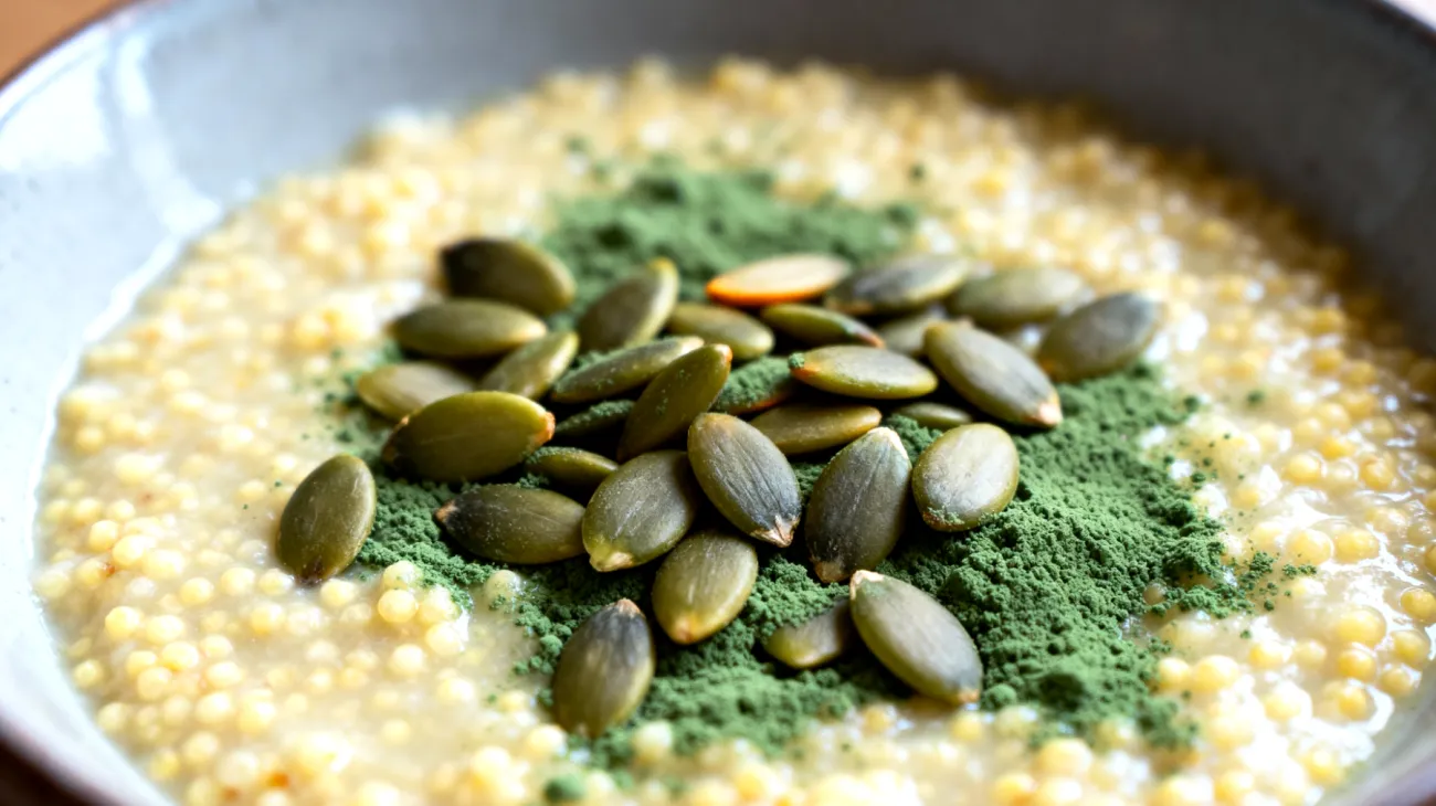 Porridge di miglio con semi di zucca e spirulina"